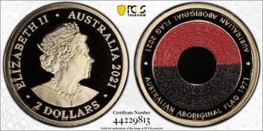 2021 $2 50th Ann Aboriginal Flag Colorized PR70DCAM