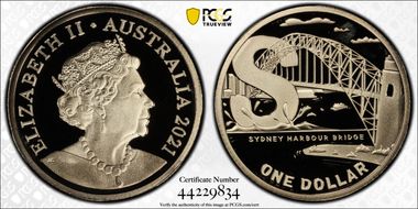 2021 $1 S- Sydney Harbour Bridge AlBr Great Aussie Coin Hunt PR69DCAM