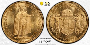 1895-KB 20 Kor KM-486  Au MS63