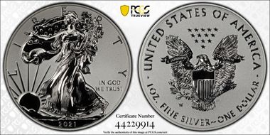2021-W $1 Silver Eagle Rev PR - Type 1 Designer Edition PR70