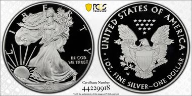 2021-W  $1 Silver Eagle - Type 1 Stephanie Sabin Flag PR70DCAM