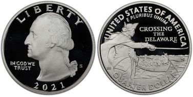 2021-S 25C Crossing the Delaware-Silver Limited Edition Proof Set PR70DCAM