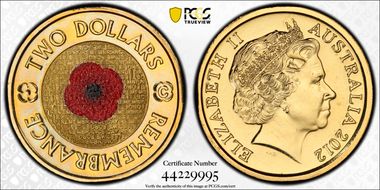 2012-C $2 Remembrance Day Colorized MS68
