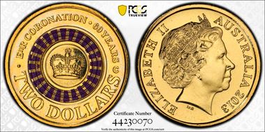 2013-C $2 Coronation Colorized MS68
