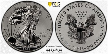 2021-W $1 Silver Eagle Rev PR - Type 1 Designer Edition - First Strike PR70