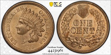 1860 1C Pointed Bust MS65