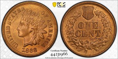 1868 1C MS65RB