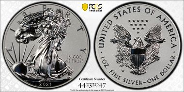 2021-W $1 Silver Eagle Rev PR - Type 1 Designer Edition PR70