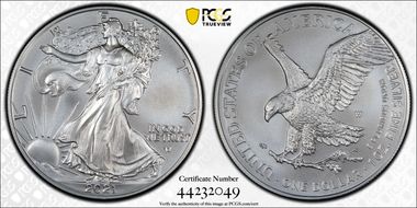 2021-W $1 Burnished Silver Eagle-Type 2 SP70