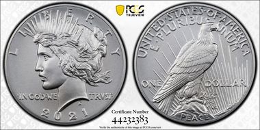 2021 $1 Peace Dollar 100th Anniversary First Strike MS70