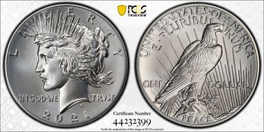 2021 $1 Peace Dollar 100th Anniversary First Strike MS70