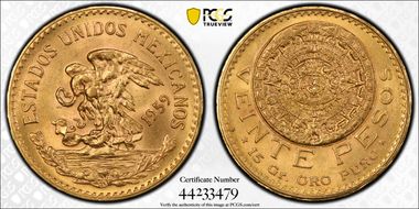 1959 20 Peso KM-478 Au MS66