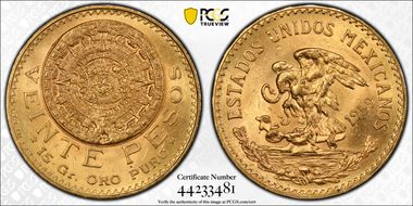 1959 20 Peso KM-478  Au MS65
