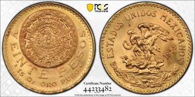 1959 20 Peso New Die Restrike MS66