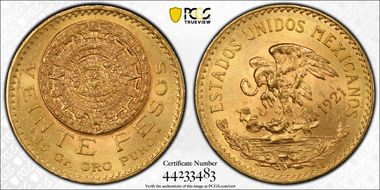 1921/11 20 Peso KM-478  Au MS64