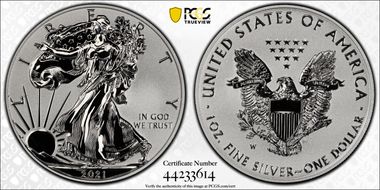 2021-W $1 Silver Eagle Rev PR - Type 1 Designer Edition - First Strike PR70