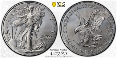 2021-W $1 Burnished Silver Eagle-Type 2 SP70