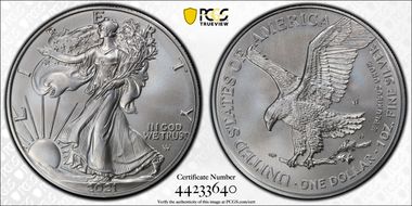 2021-W $1 Burnished Silver Eagle-Type 2 SP70