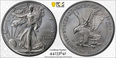 2021-W $1 Burnished Silver Eagle-Type 2 SP70