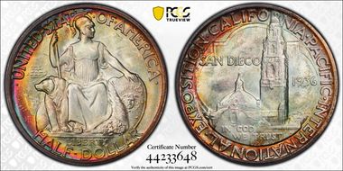 1936-D 50C San Diego MS67+