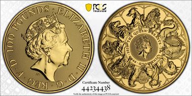 2021 £100 Queen's Beasts - Completer MS64