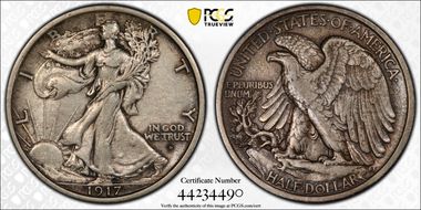 1917-D 50C Obverse AU53