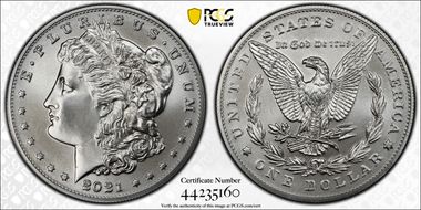 2021 $1 Morgan Dollar 100th Anniversary MS70