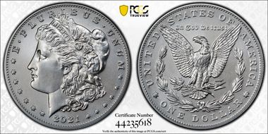 2021 $1 Morgan Dollar 100th Anniversary First Strike MS70