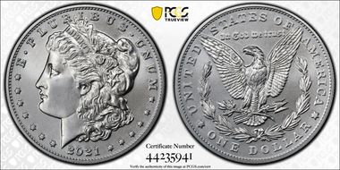 2021 $1 Morgan Dollar 100th Anniversary First Strike MS70