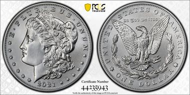 2021 $1 Morgan Dollar 100th Anniversary First Strike MS70