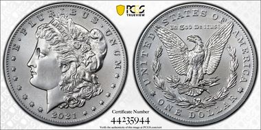 2021-CC Privy $1 Morgan Dollar 100th Anniversary First Strike MS70