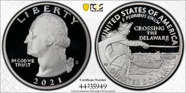 2021-S 25C Crossing the Delaware-Silver Limited Edition Proof Set - First Strike PR70DCAM