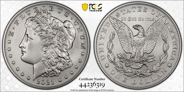 2021 $1 Morgan Dollar 100th Anniversary MS70