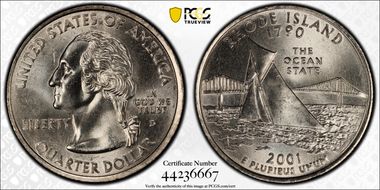 2001-D 25C Rhode Island MS65