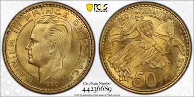 1950 50 Fr KM-132 MS65