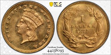 1874 G$1 MS65