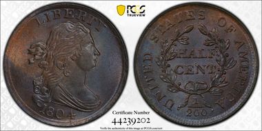 1804 1/2C C-13 MS65BN