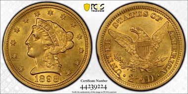 1898 $2.50 AU58