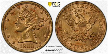 1900 $5 MS62