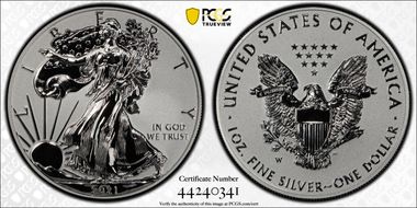 2021-W $1 Silver Eagle Rev PR - Type 1 Designer Edition - First Strike PR70
