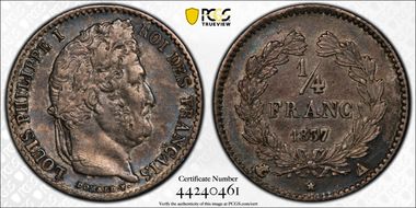 1837-A 1/4 Fr Gad-355 AU55