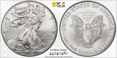 2016-W $1 Burnished Silver Eagle 30th Anniversary Lettered Edge SP70