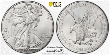 2021-W $1 Burnished Silver Eagle-Type 2 SP70