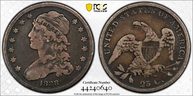 1838 25C Capped Bust F15