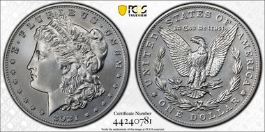 2021-S $1 Morgan Dollar 100th Anniversary MS70