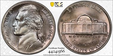 1942 5C Nickel MS67+ FS