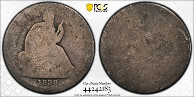 1838 10C No Drapery, Large Stars PO1