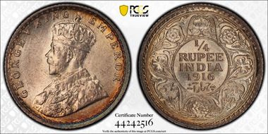 1916(C) 1/4 Rup SW-8.154 MS64