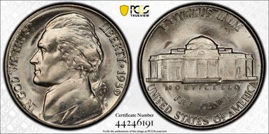 1939 5C Reverse of 1940 MS67+ FS