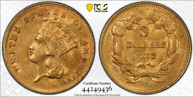 1878 $3 AU58